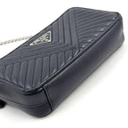 Pre-Owned diagram NAPPA IMPUNTURE chain shoulder bag black Leather Silver 1DH010 PRADA
