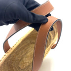 Pre-Owned basket bag Small Handbag Brown light beige Leather Raffia Silver LOEWE