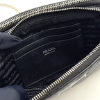 Pre-Owned diagram NAPPA IMPUNTURE chain shoulder bag black Leather Silver 1DH010 PRADA