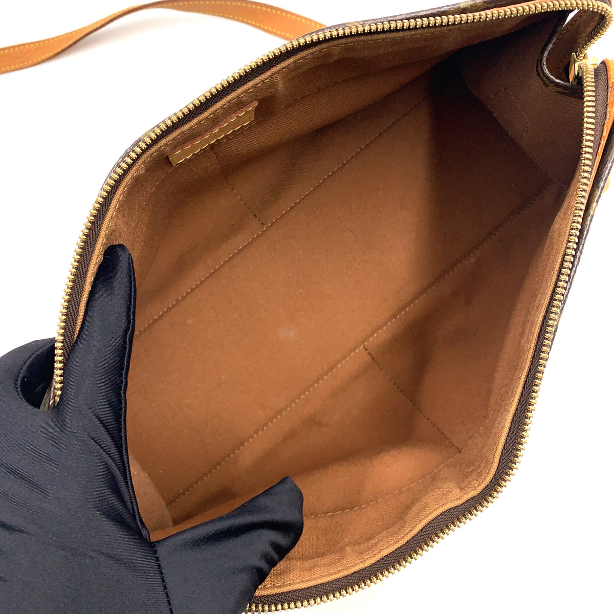Pre-Owned Popincourt Ron monogram Shoulder bag Brown light brown Leather PVC Gold M40008 LOUIS VUITTON