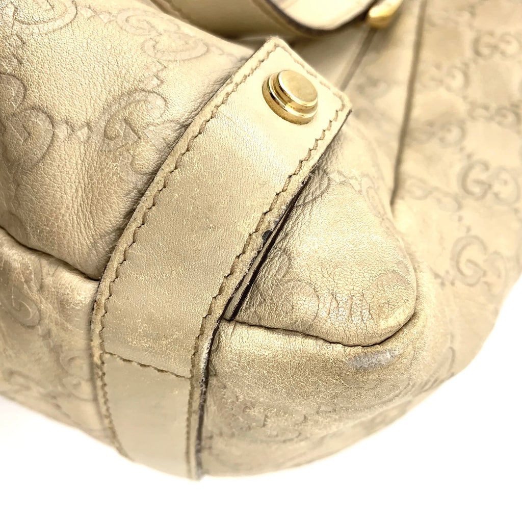 Pre-Owned Abby Handbag ivory Leather Gold 130736 GUCCI