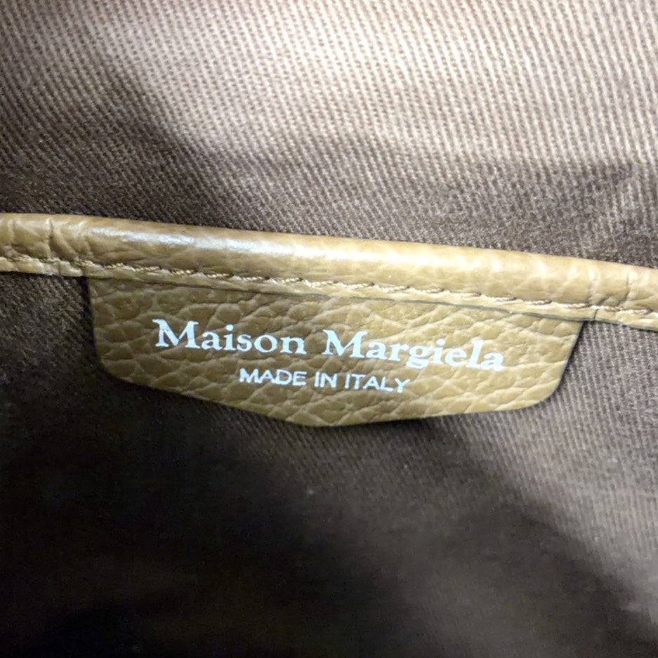 Pre-Owned 5AC Mini bucket bag Shoulder bag Brown Leather Canvas Gold S56WG0164 P4348 T2281 Maison Margiela