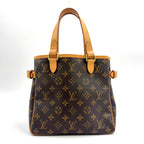 Pre-Owned Batignolles monogram Handbag Brown Leather PVC Gold M51156 LOUIS VUITTON
