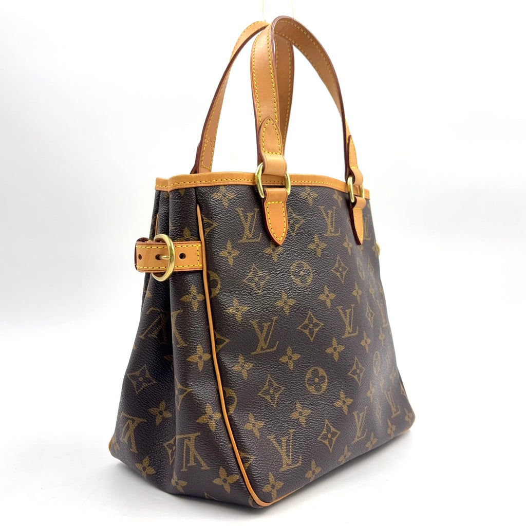 Pre-Owned Batignolles monogram Handbag Brown Leather PVC Gold M51156 LOUIS VUITTON