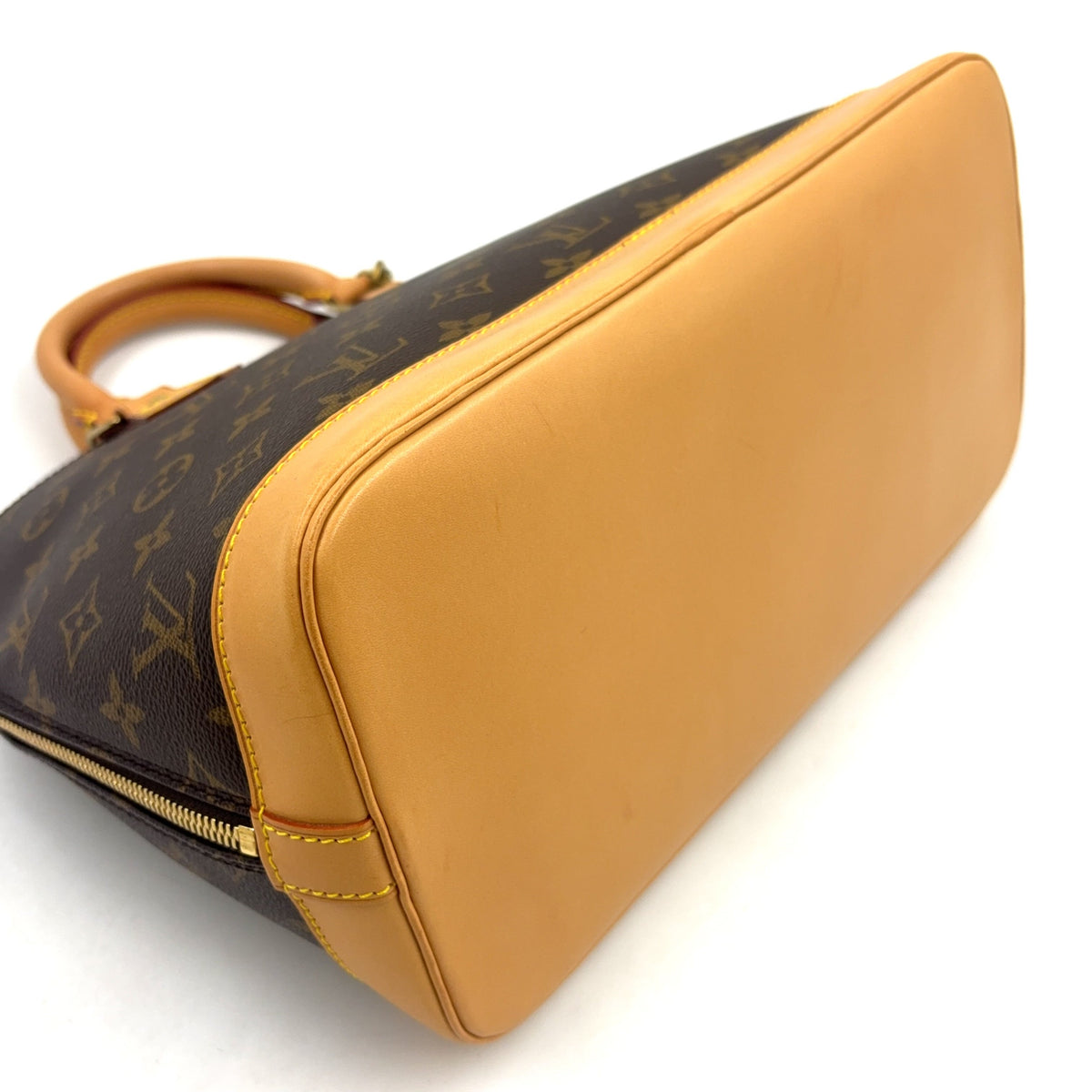 Pre-Owned Alma PM monogram Handbag Brown light brown Leather PVC Gold M51130  LOUIS VUITTON
