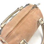 Pre-Owned Amazona Embroidered Handbag white Light pink Leather Suede Silver LOEWE