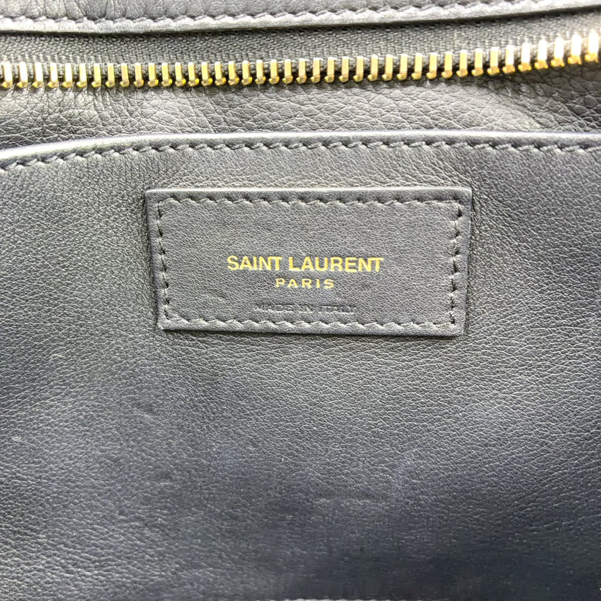 Pre-Owned Baby Cabas Handbag black Calfskin Gold LTH424868 SAINT LAURENT PARIS