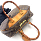 Pre-Owned Deauville Bowling Vanity monogram Handbag Brown light brown Leather PVC Gold M47270 LOUIS VUITTON