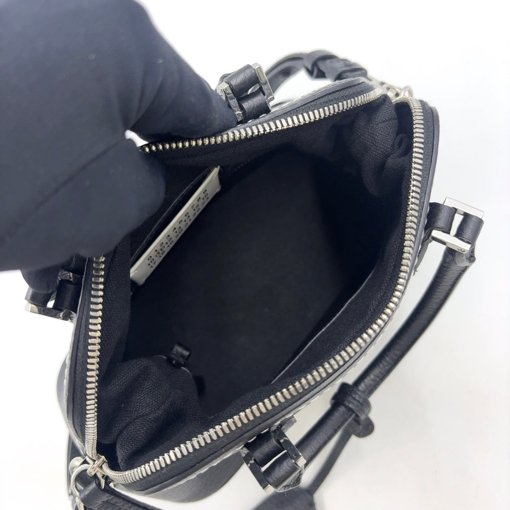 Pre-Owned 5AC Classic mini 2-Way Handbag black Calfskin Silver Maison Margiela
