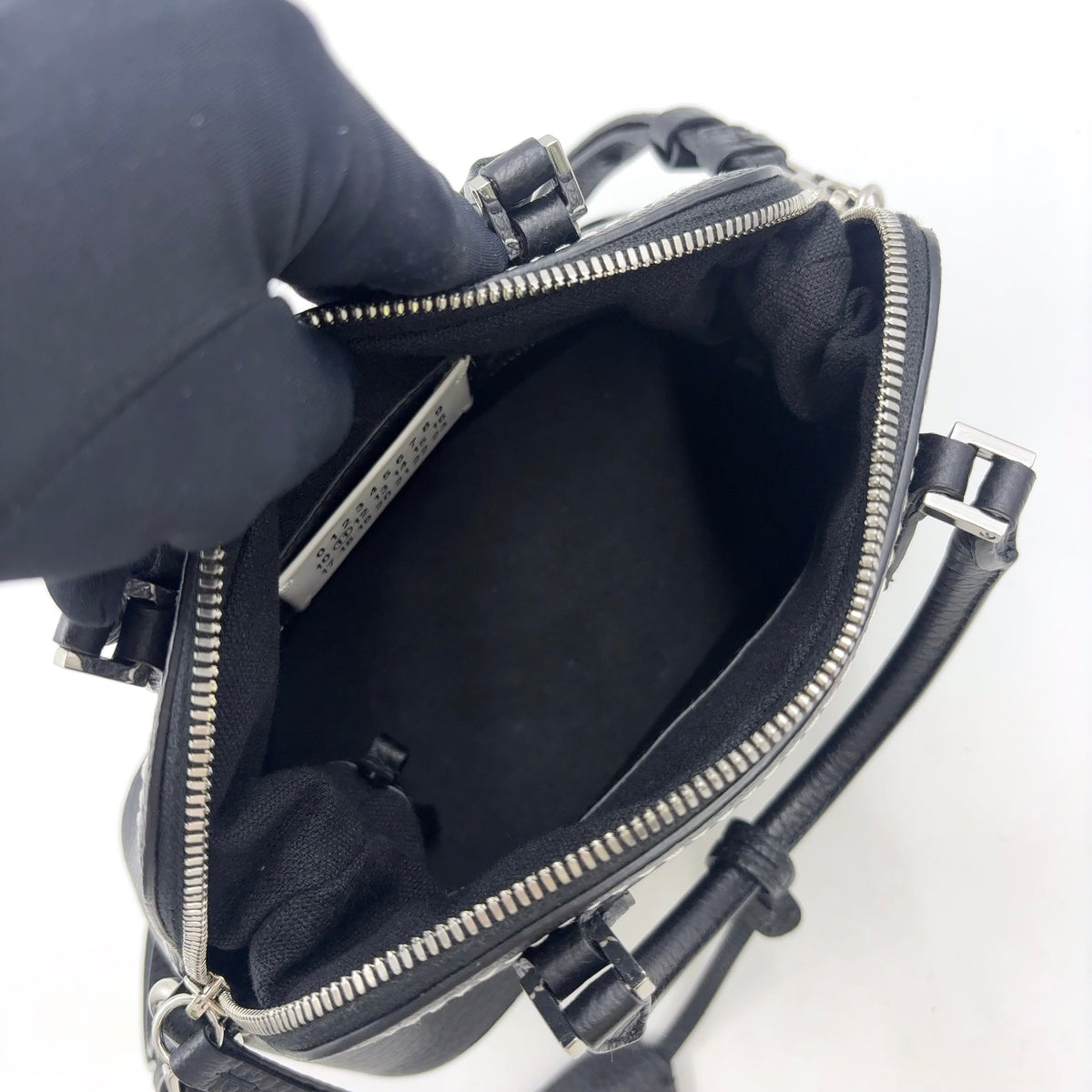 Pre-Owned 5AC Classic mini 2-Way Handbag black Calfskin Silver Maison Margiela