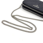 Pre-Owned diagram NAPPA IMPUNTURE chain shoulder bag black Leather Silver 1DH010 PRADA