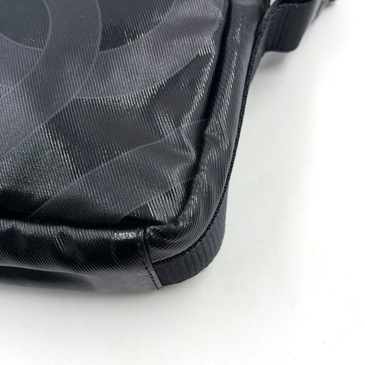 Pre-Owned coco mark Serial number starting with 11 Shoulder bag black Coated canvas Nylon Silver  CHANEL