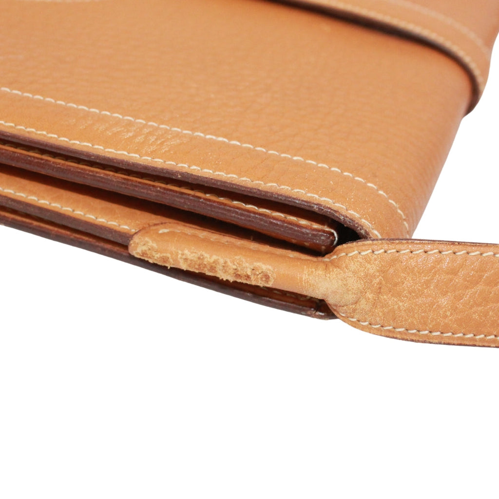 Pre-Owned Gallopard Shoulder bag Brown fjord leather Gold HERMES