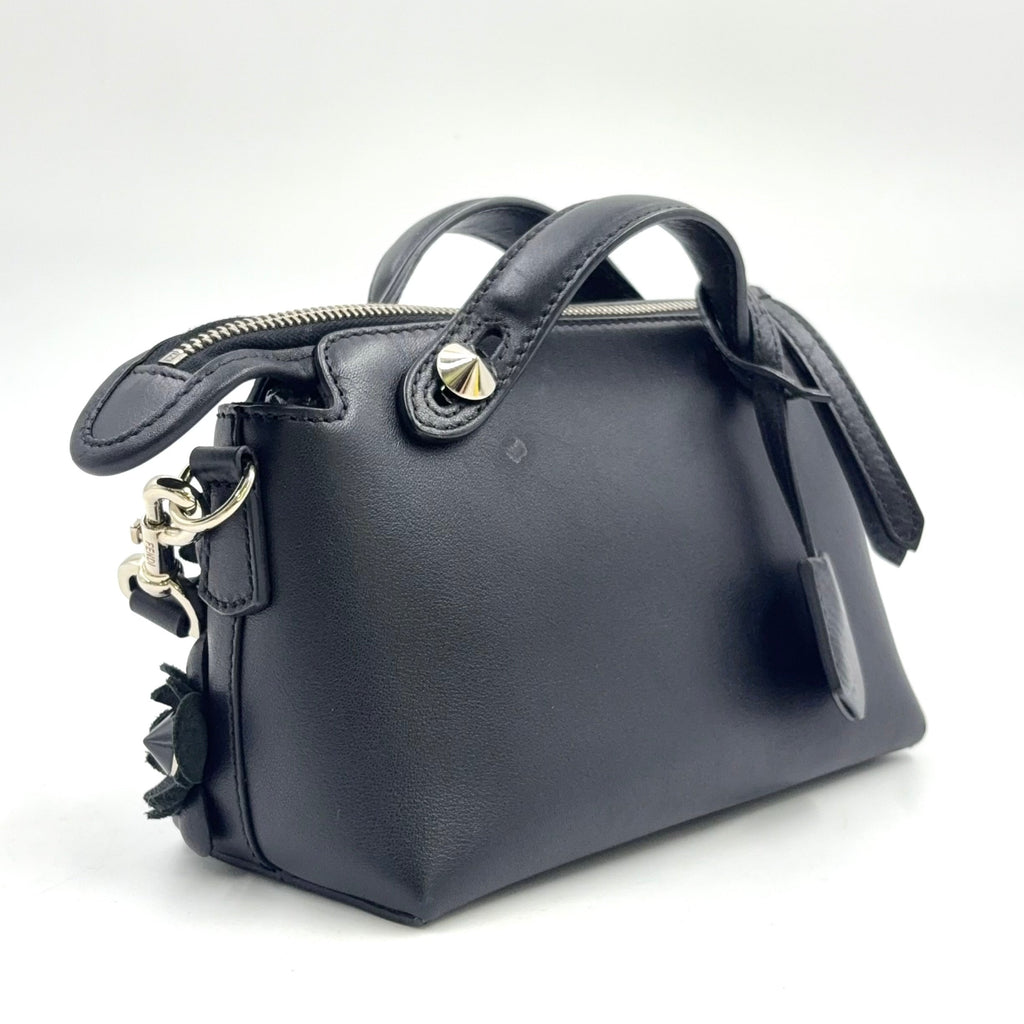 Pre-Owned by the way Flowerland 2WAY Handbag black Calfskin Silver FENDI