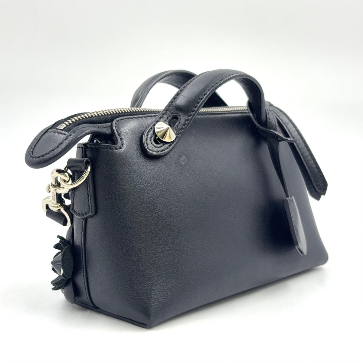 Pre-Owned by the way Flowerland 2WAY Handbag black Calfskin Silver FENDI