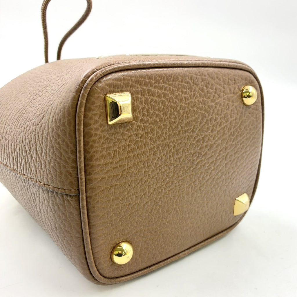Pre-Owned 5AC Mini bucket bag Shoulder bag Brown Leather Canvas Gold S56WG0164 P4348 T2281 Maison Margiela