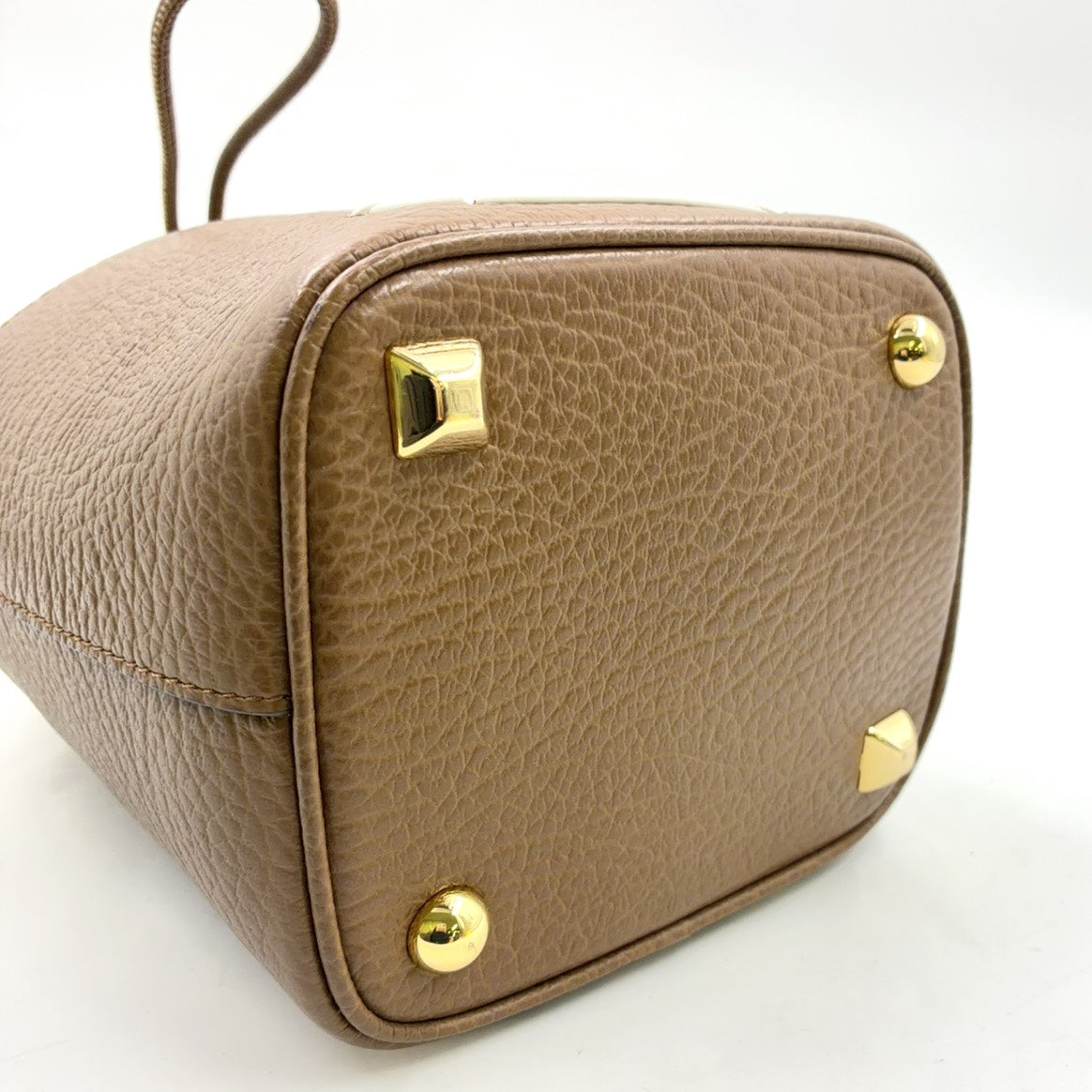 Pre-Owned 5AC Mini bucket bag Shoulder bag Brown Leather Canvas Gold S56WG0164 P4348 T2281 Maison Margiela