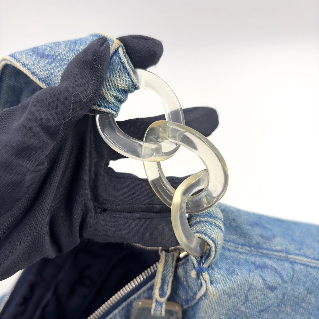 Pre-Owned coco mark Serial number starting with 7 one shoulder bag blue Denim Plastic Silver CHANEL