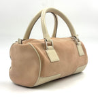 Pre-Owned Amazona Embroidered Handbag white Light pink Leather Suede Silver LOEWE