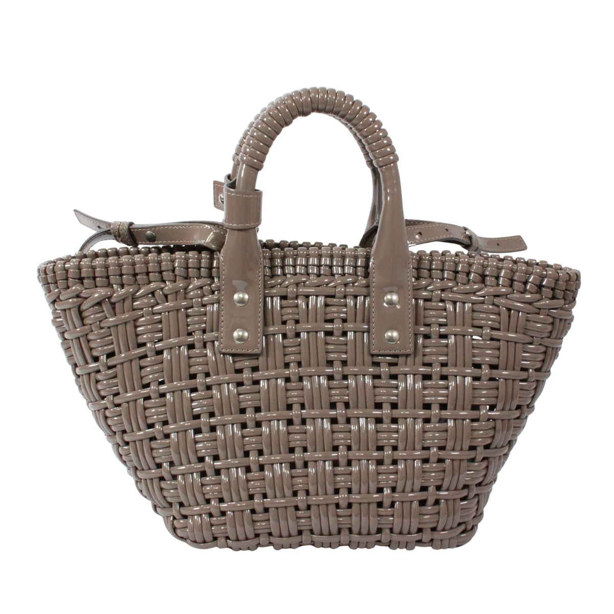 Pre-Owned bistro XS basket bag basket bag Handbag gray Enamel Silver BALENCIAGA