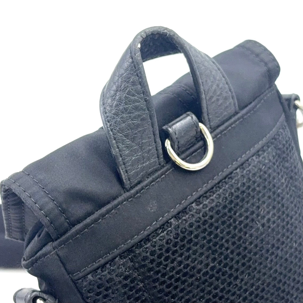 Pre-Owned fendiness mini Shoulder bag black Leather Nylon Silver 7VZ068 FENDI