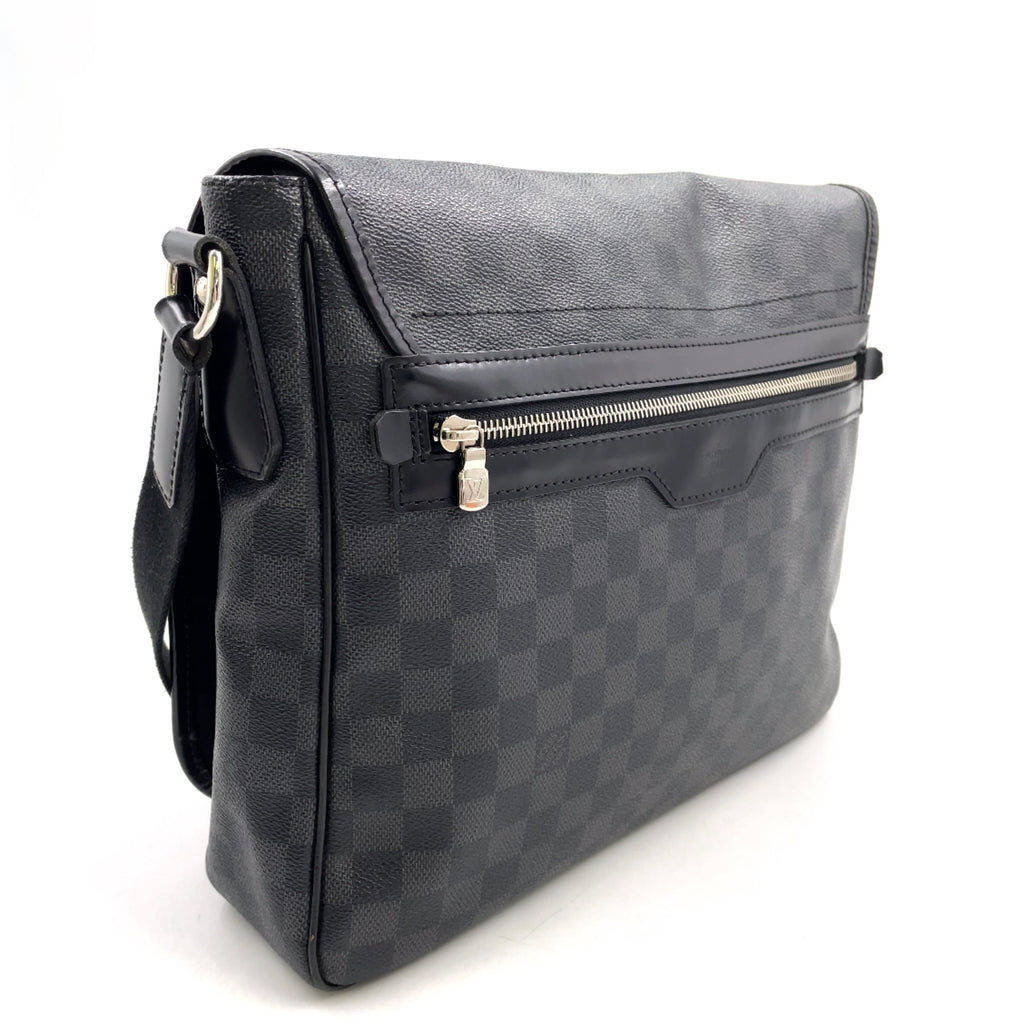 Pre-Owned Daniel MM Damier Graphite Shoulder bag black Leather PVC Silver N58029 LOUIS VUITTON