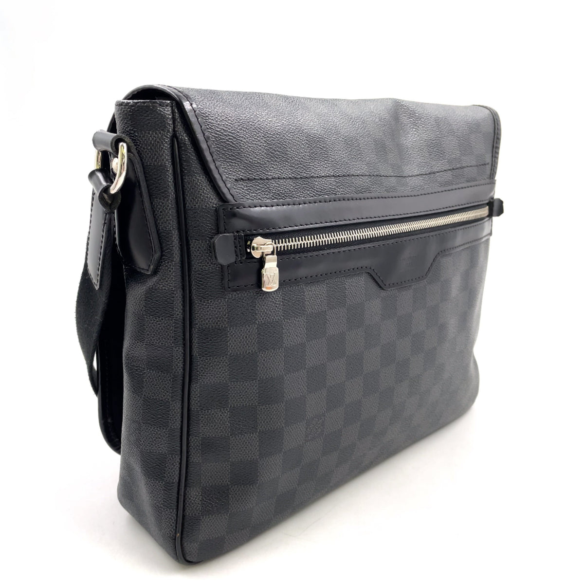 Pre-Owned Daniel MM Damier Graphite Shoulder bag black Leather PVC Silver N58029 LOUIS VUITTON