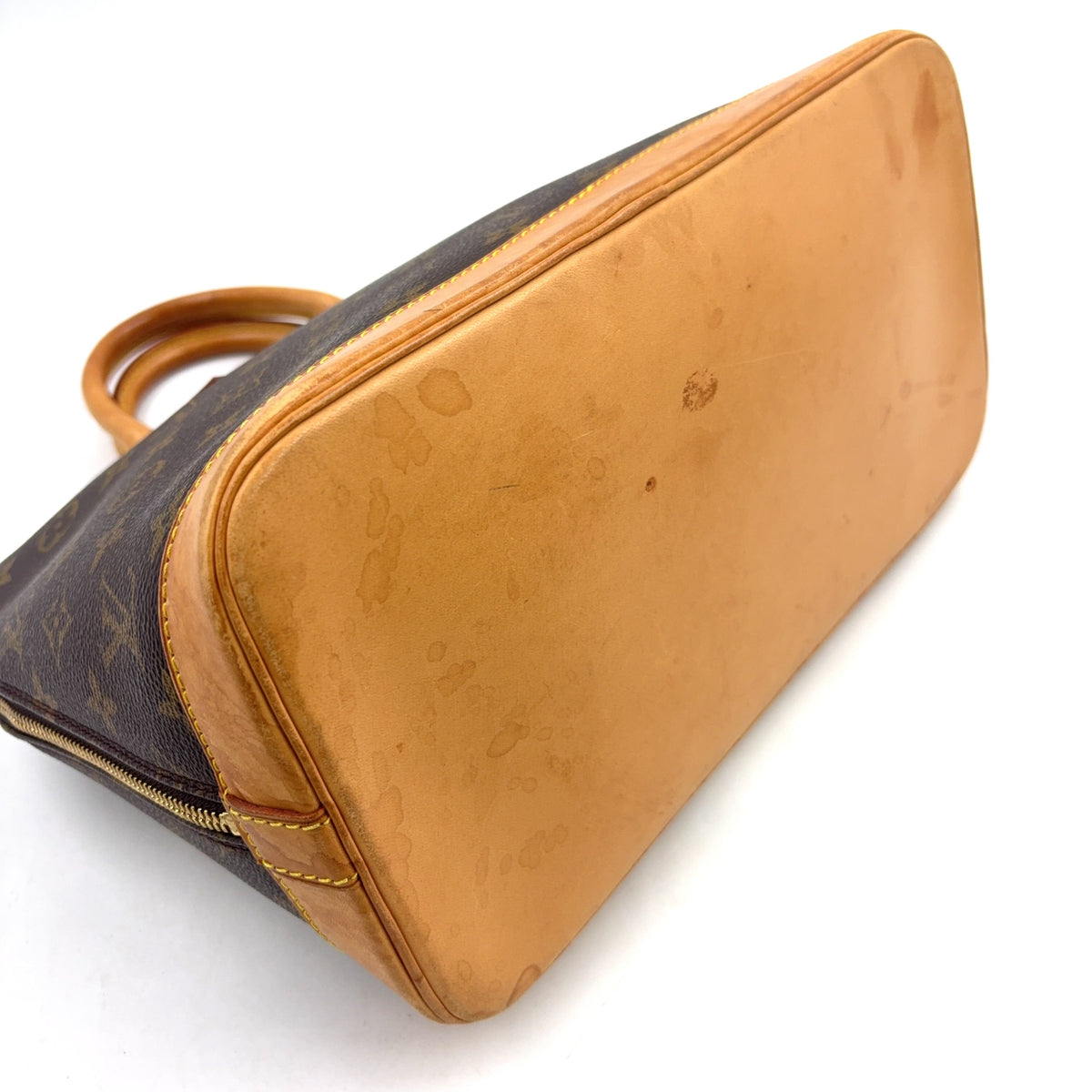 Pre-Owned Alma PM monogram Handbag Brown light brown Leather PVC Gold M51130 LOUIS VUITTON