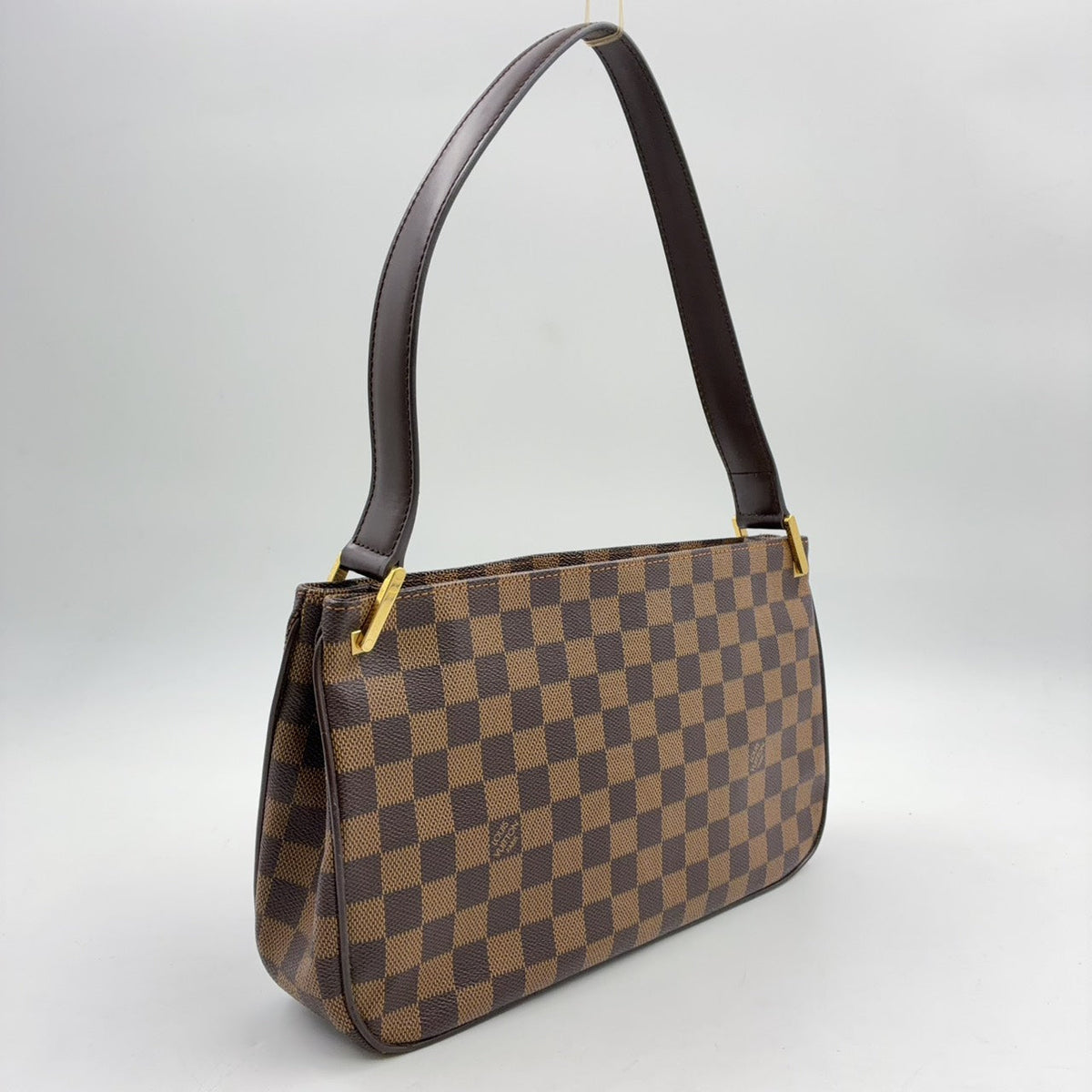 Pre-Owned Aubagne Damier  ebene Shoulder bag Brown Leather PVC Gold N51129 LOUIS VUITTON