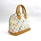 Pre-Owned Alma monogram multicolor Bron Handbag white Leather PVC Gold M92647 LOUIS VUITTON