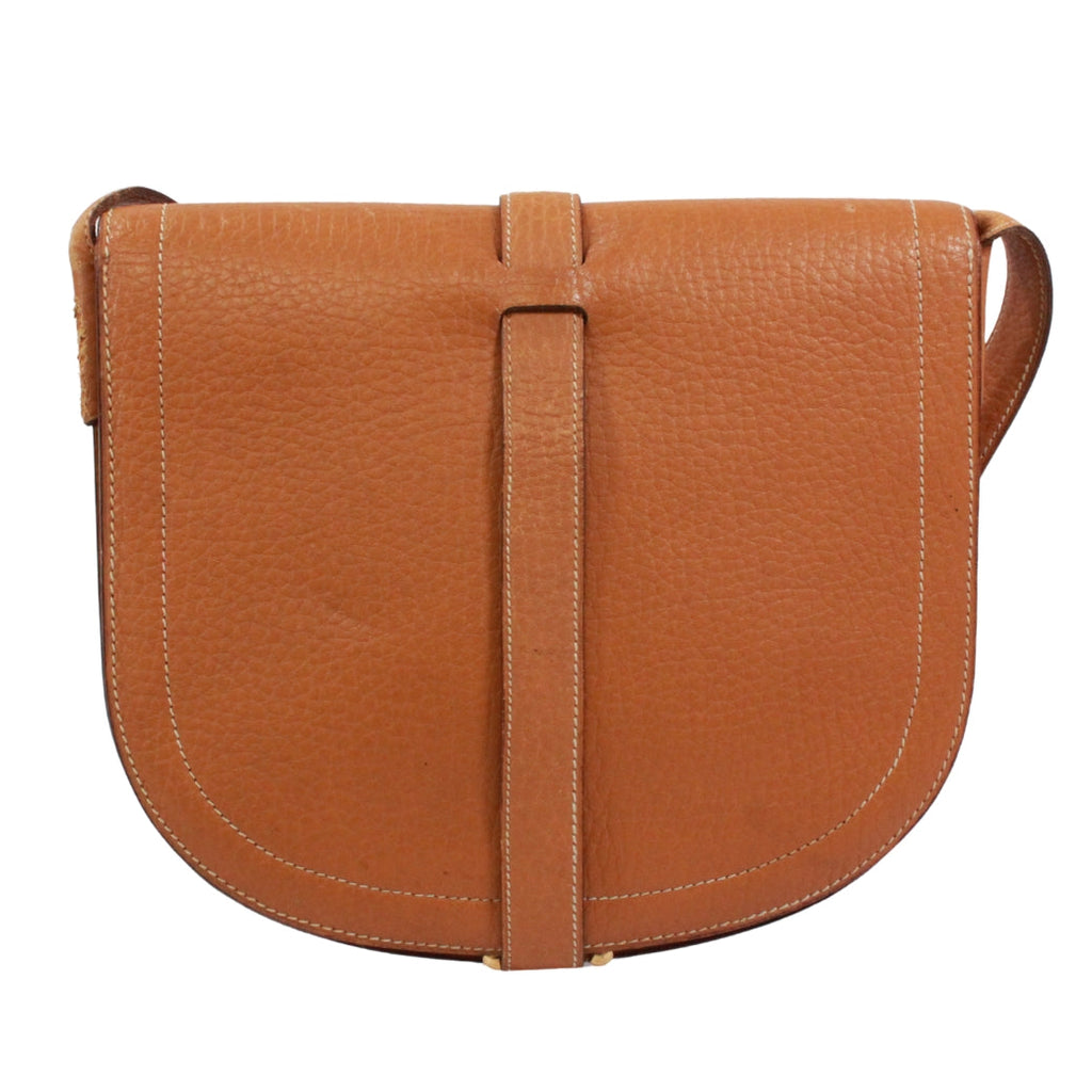 Pre-Owned Gallopard Shoulder bag Brown fjord leather Gold HERMES