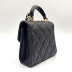 Pre-Owned matelasse top handle Serial number starting with 31 chain shoulder bag black lambskin Gold AP2682 CHANEL
