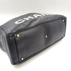 Pre-Owned camellia logo Serial number starting with 7 tote bag black lambskin Gold CHANEL