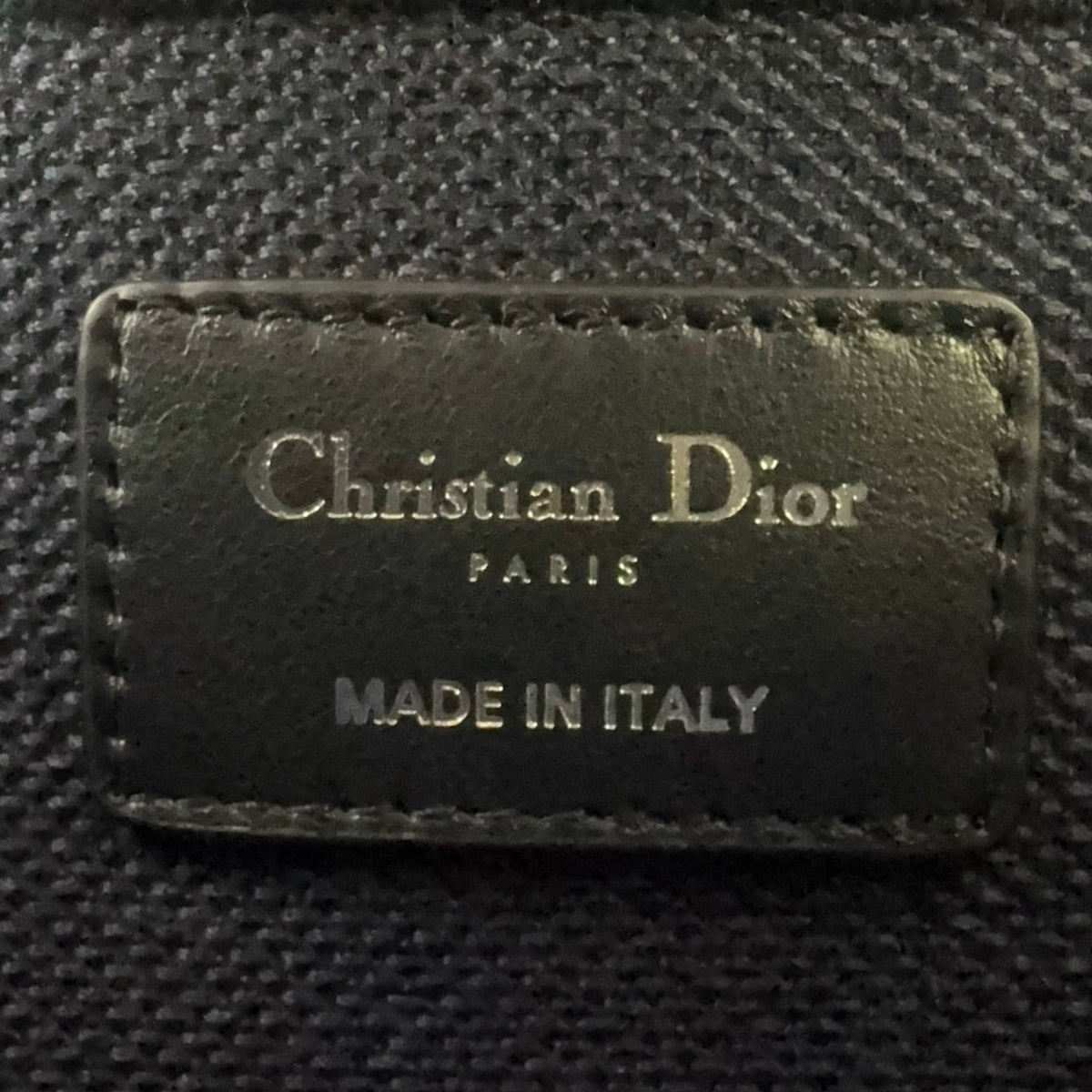 Pre-Owned DiorTravel Vanity Handbag off white Navy Cotton Silver Christian Dior