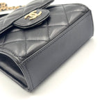 Pre-Owned matelasse top handle Serial number starting with 31 chain shoulder bag black lambskin Gold AP2682 CHANEL