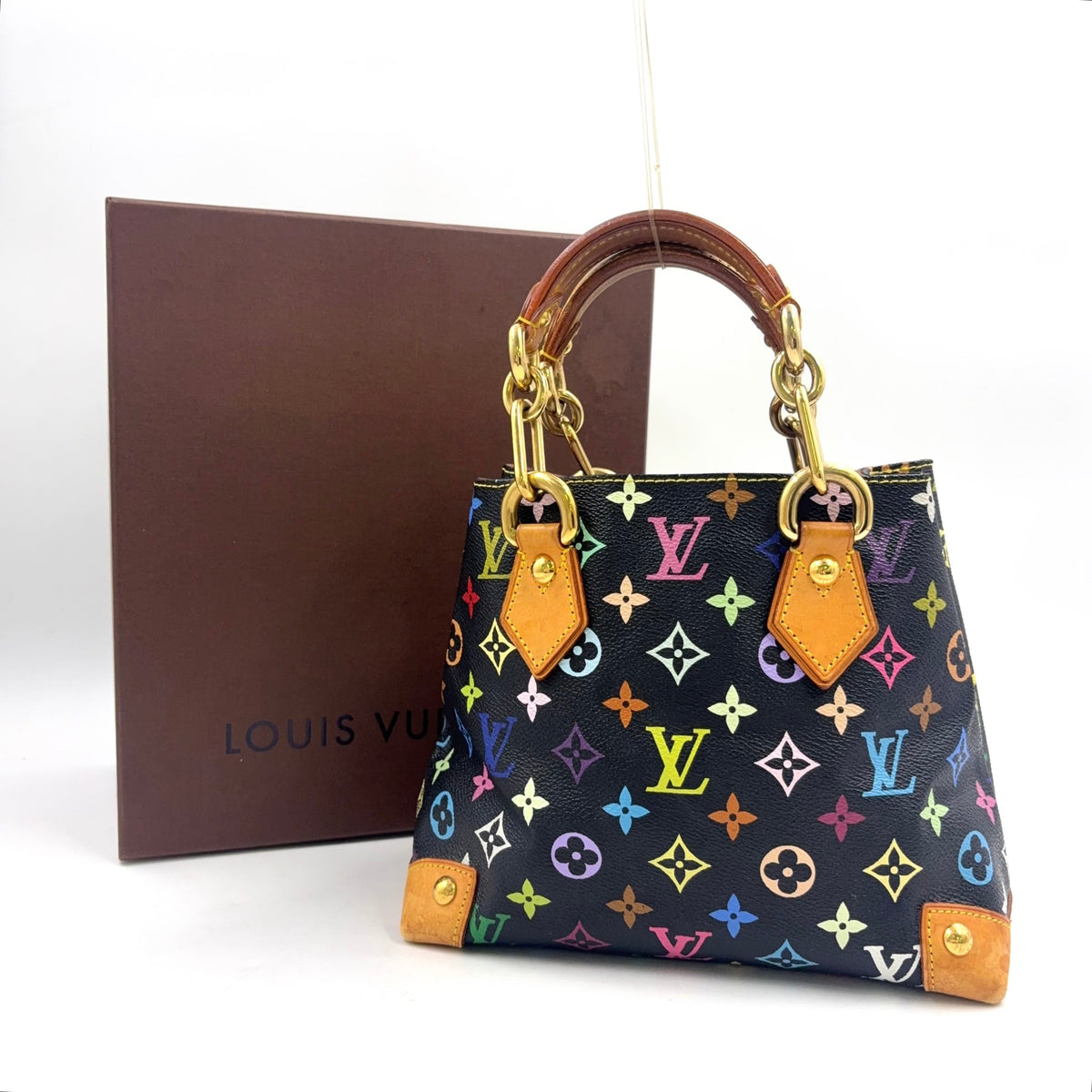 Pre-Owned Audra monogram multicolor Noir Handbag Brown black Leather PVC Gold M40048 LOUIS VUITTON