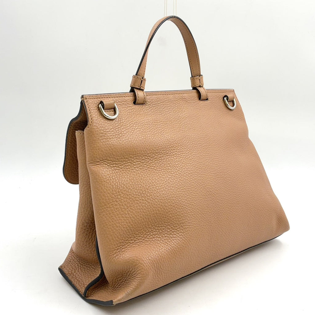 Pre-Owned Bamboo Daily Shoulder bag Handbag beige Leather Silver 370830 GUCCI