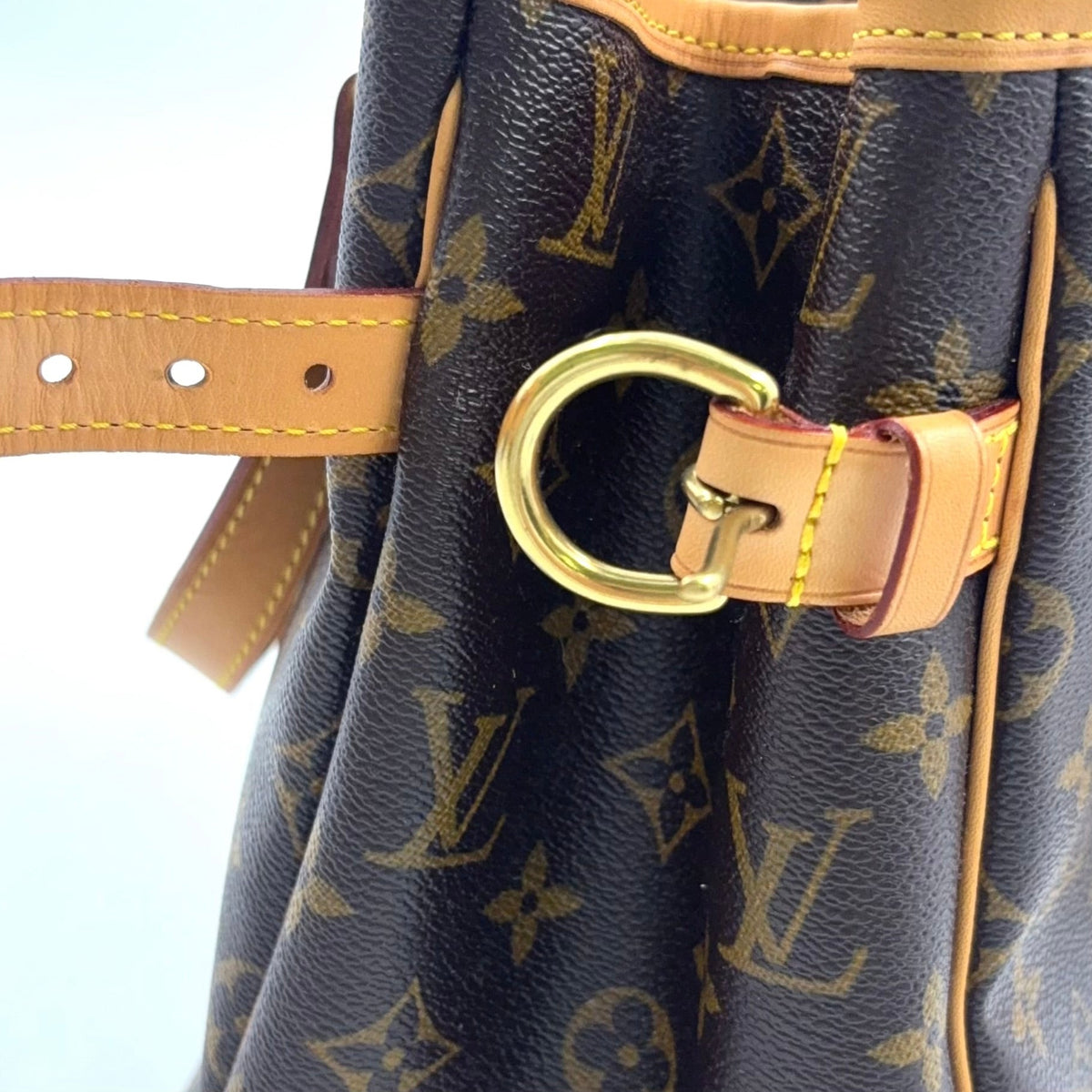 Pre-Owned Batignolles monogram Handbag Brown Leather PVC Gold M51156 LOUIS VUITTON