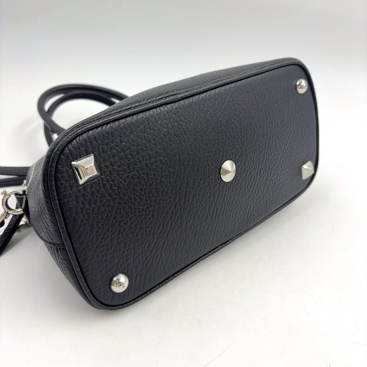 Pre-Owned 5AC Classic mini 2-Way Handbag black Calfskin Silver Maison Margiela