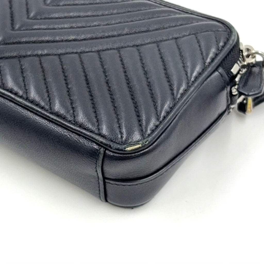 Pre-Owned diagram NAPPA IMPUNTURE chain shoulder bag black Leather Silver 1DH010 PRADA