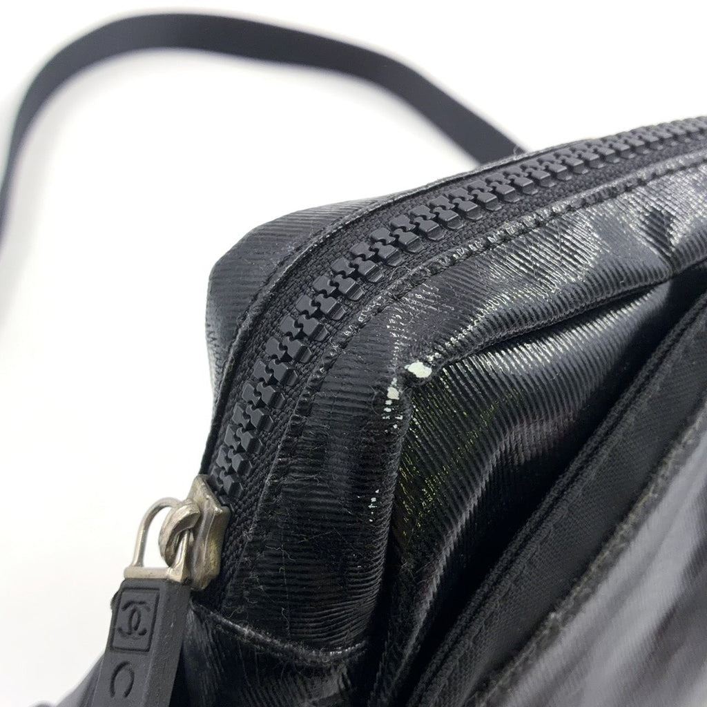Pre-Owned coco mark Serial number starting with 11 Shoulder bag black Coated canvas Nylon Silver  CHANEL