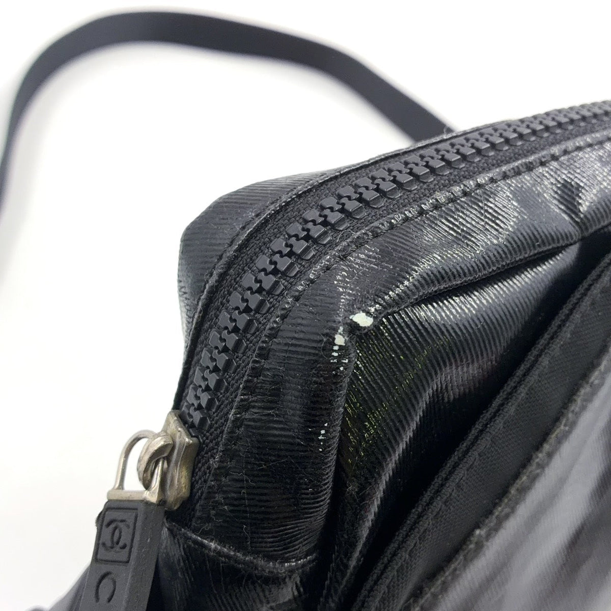 Pre-Owned coco mark Serial number starting with 11 Shoulder bag black Coated canvas Nylon Silver  CHANEL
