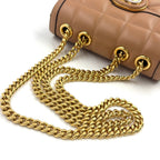 Pre-Owned Deco mini quilting chain Shoulder bag beige Leather Gold 741457 GUCCI