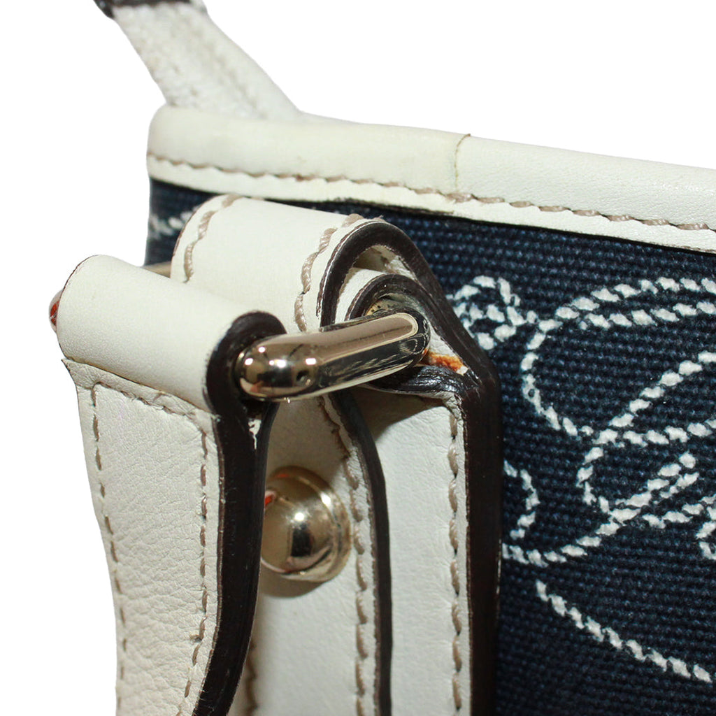 Pre-Owned flat Shoulder bag Navy white Leather Canvas Gold GUCCI