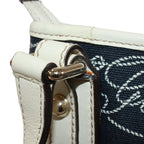 Pre-Owned flat Shoulder bag Navy white Leather Canvas Gold GUCCI