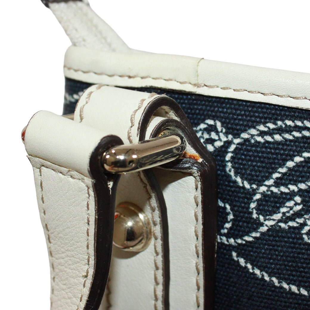 Pre-Owned flat Shoulder bag Navy white Leather Canvas Gold GUCCI