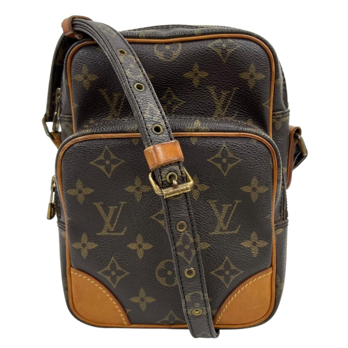 Pre-Owned Amazon monogram Shoulder bag Brown Leather PVC Gold M45236 LOUIS VUITTON