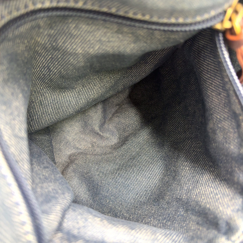 Pre-Owned bitter sweet Handbag Brown blue Leather Denim Gold CELINE