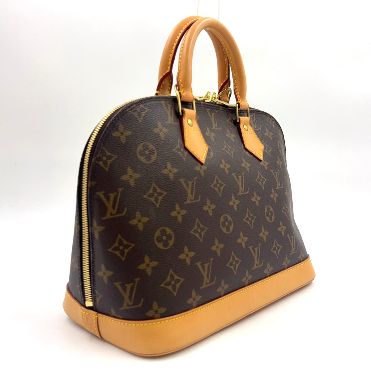 Pre-Owned Alma PM monogram Handbag Brown light brown Leather PVC Gold M51130  LOUIS VUITTON