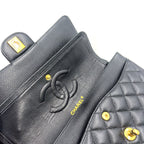 Pre-Owned Matelassé 25 Double-flap chain shoulder bag Serial number starting with 11 W chain shoulder bag black Grained Calfskin Gold A01112 CHANEL